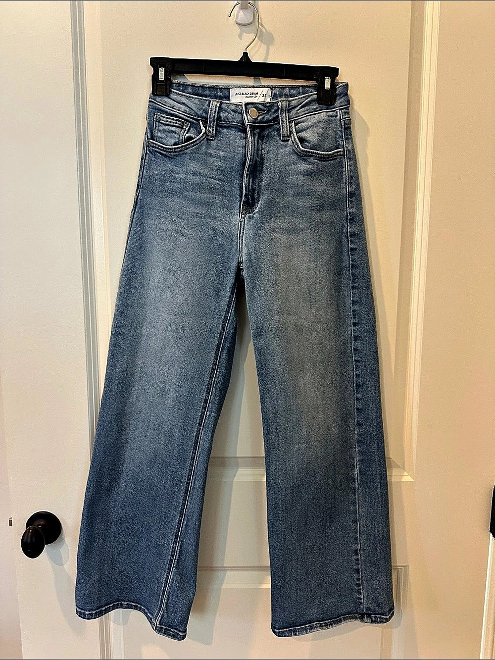 Just Black Denim The Stretchy Wide Leg Jean Blue Waist 25